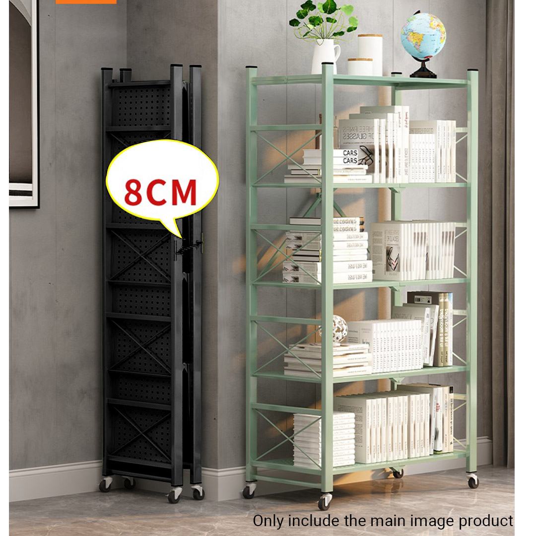 Soga 4 Tier Steel Black Foldable Display Stand Multi-Functional Shelves Portable Storage Organizer With Wheels, Garden, Tools &Amp; Hardware, Garage Storage &Amp; Organisation, Utility Shelves, , ,  - Nz Depot 4