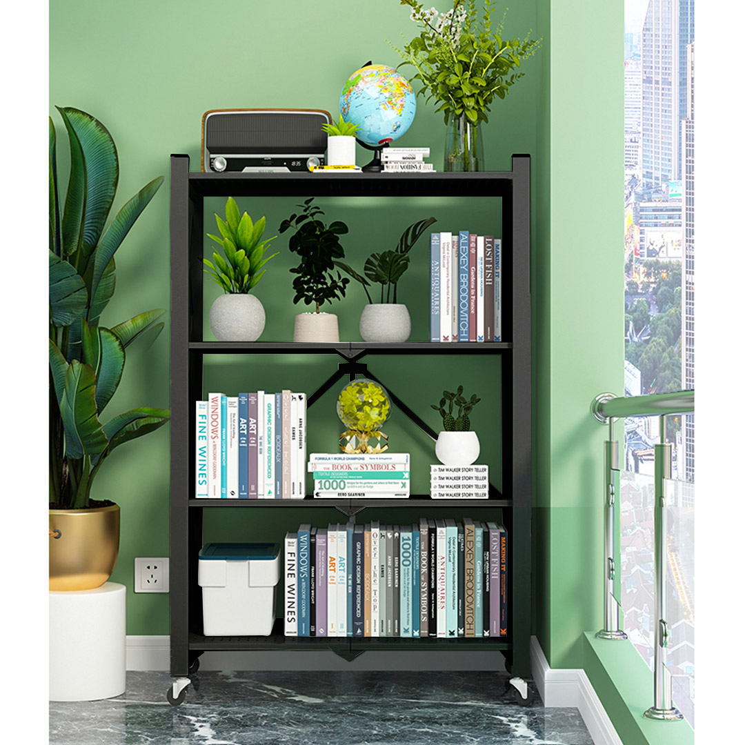 Soga 4 Tier Steel Black Foldable Display Stand Multi-Functional Shelves Portable Storage Organizer With Wheels, Garden, Tools &Amp; Hardware, Garage Storage &Amp; Organisation, Utility Shelves, , ,  - Nz Depot 6