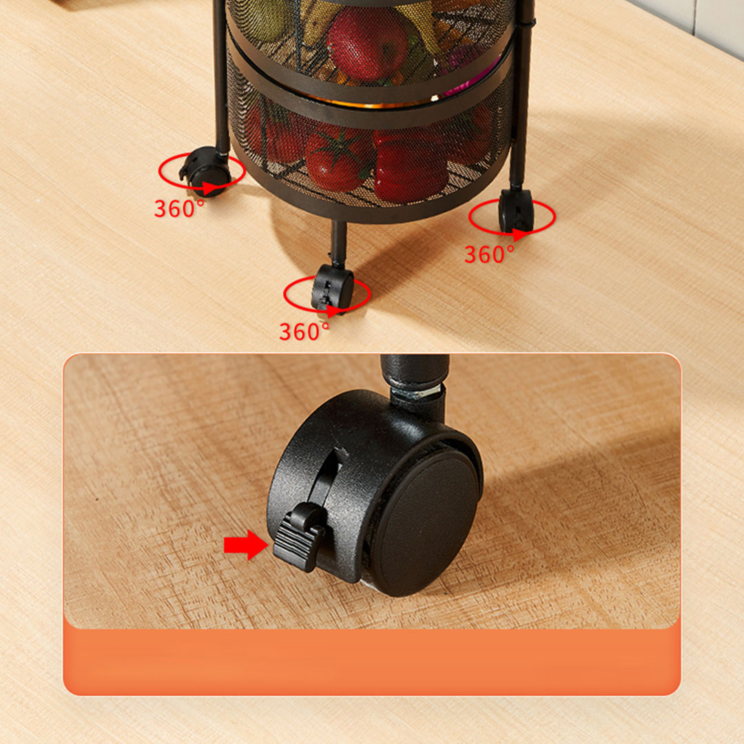 Soga 4 Tier Steel Round Rotating Kitchen Cart Multi-Functional Shelves Portable Storage Organizer With Wheels, Garden, Tools &Amp; Hardware, Garage Storage &Amp; Organisation, Utility Shelves, , ,  - Nz Depot 7