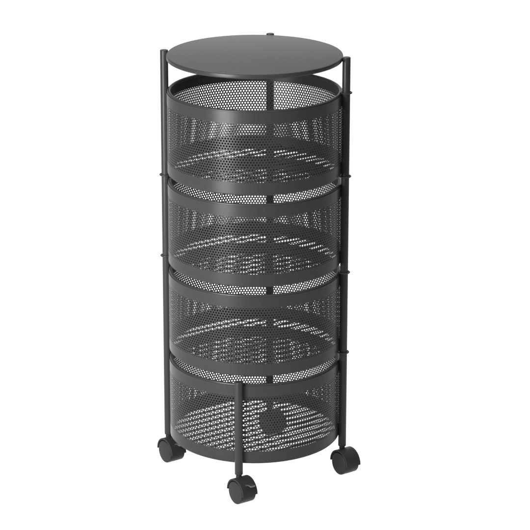 Soga 4 Tier Steel Round Rotating Kitchen Cart Multi-Functional Shelves Portable Storage Organizer With Wheels, Garden, Tools &Amp; Hardware, Garage Storage &Amp; Organisation, Utility Shelves, , ,  - Nz Depot 1