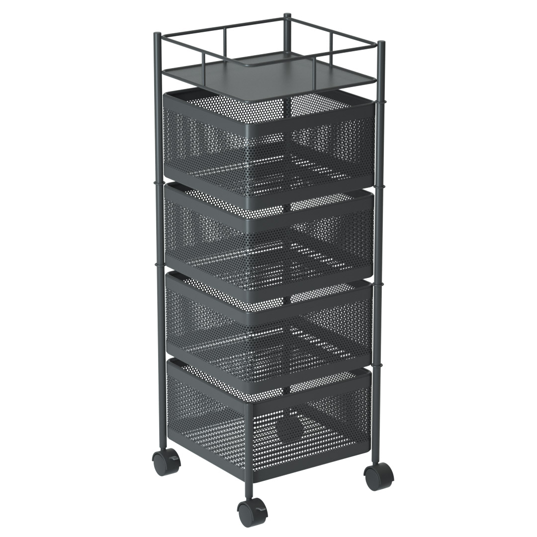 Soga 4 Tier Steel Square Rotating Kitchen Cart Multi-Functional Shelves Portable Storage Organizer With Wheels, Garden, Tools &Amp; Hardware, Garage Storage &Amp; Organisation, Utility Shelves, , ,  - Nz Depot 1