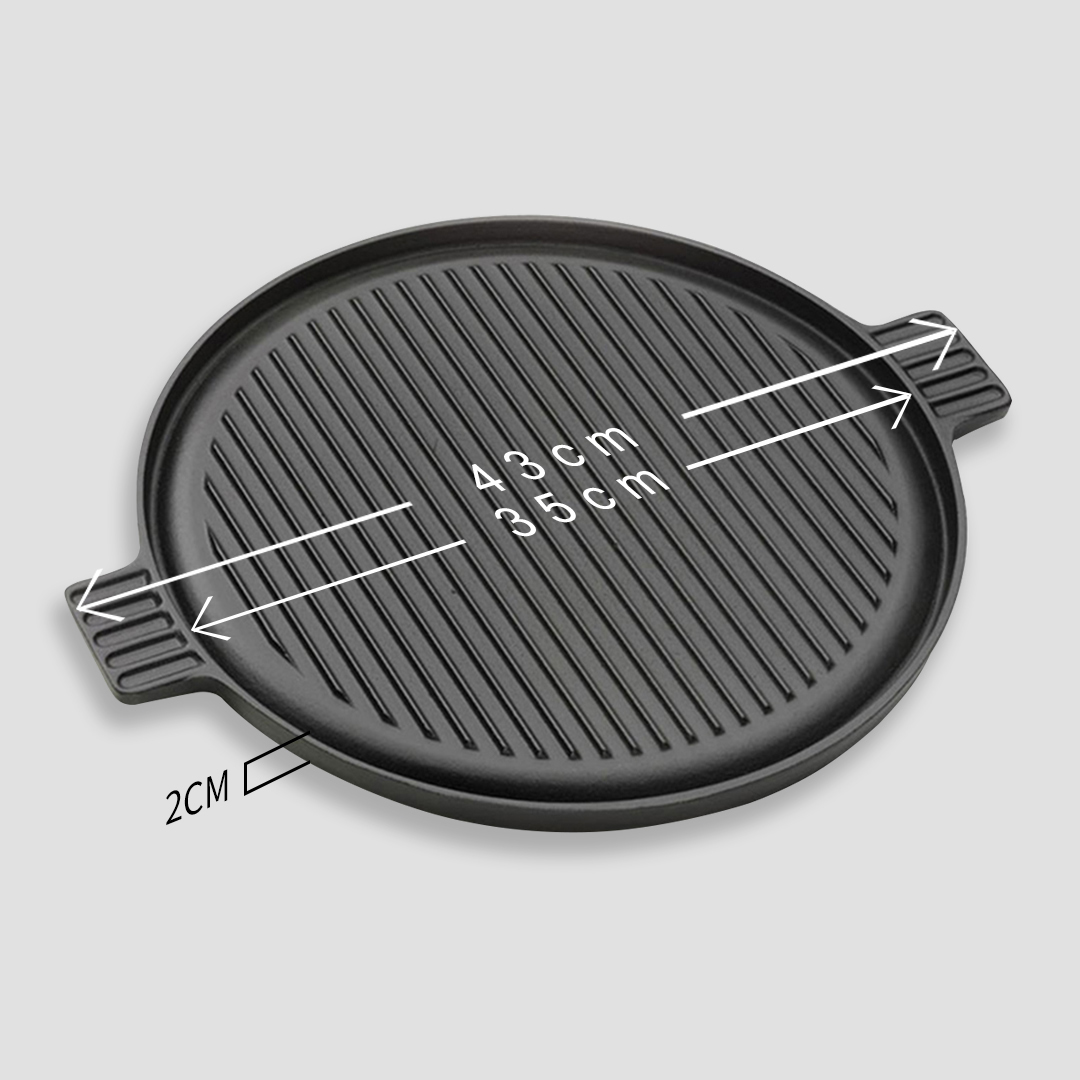 Soga 43Cm Round Ribbed Cast Iron Frying Pan Skillet Steak Sizzle Platter With Handle, Home &Amp; Living, Kitchen &Amp; Dining, Cookware, Frying Pans, ,  - Nz Depot 2