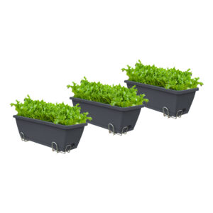 SOGA 49.5cm Black Rectangular Planter Vegetable Herb Flower Outdoor Plastic Box with Holder Balcony Garden Decor Set of 3, Garden, Tools & Hardware, Gardening & Lawn Care, Pots, Planters & Container Accessories, , ,  - NZ DEPOT 1