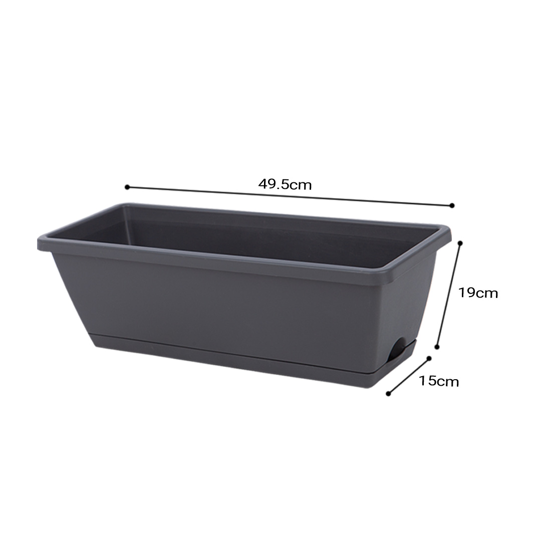 Soga 49.5Cm Black Rectangular Planter Vegetable Herb Flower Outdoor Plastic Box With Holder Balcony Garden Decor Set Of 3, Garden, Tools &Amp; Hardware, Gardening &Amp; Lawn Care, Pots, Planters &Amp; Container Accessories, , ,  - Nz Depot 6