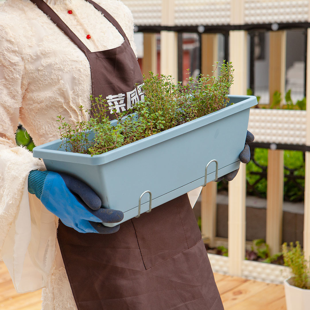 SOGA 49.5cm Blue Rectangular Planter Vegetable Herb Flower Outdoor Plastic Box with Holder Balcony Garden Decor Set of 2, Garden, Tools & Hardware, Gardening & Lawn Care, Pots, Planters & Container Accessories, , ,  - NZ DEPOT 2