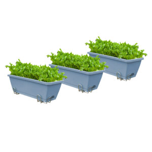 SOGA 49.5cm Blue Rectangular Planter Vegetable Herb Flower Outdoor Plastic Box with Holder Balcony Garden Decor Set of 3, Garden, Tools & Hardware, Gardening & Lawn Care, Pots, Planters & Container Accessories, , ,  - NZ DEPOT 1