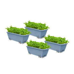 SOGA 49.5cm Blue Rectangular Planter Vegetable Herb Flower Outdoor Plastic Box with Holder Balcony Garden Decor Set of 4, Garden, Tools & Hardware, Gardening & Lawn Care, Pots, Planters & Container Accessories, , ,  - NZ DEPOT 1