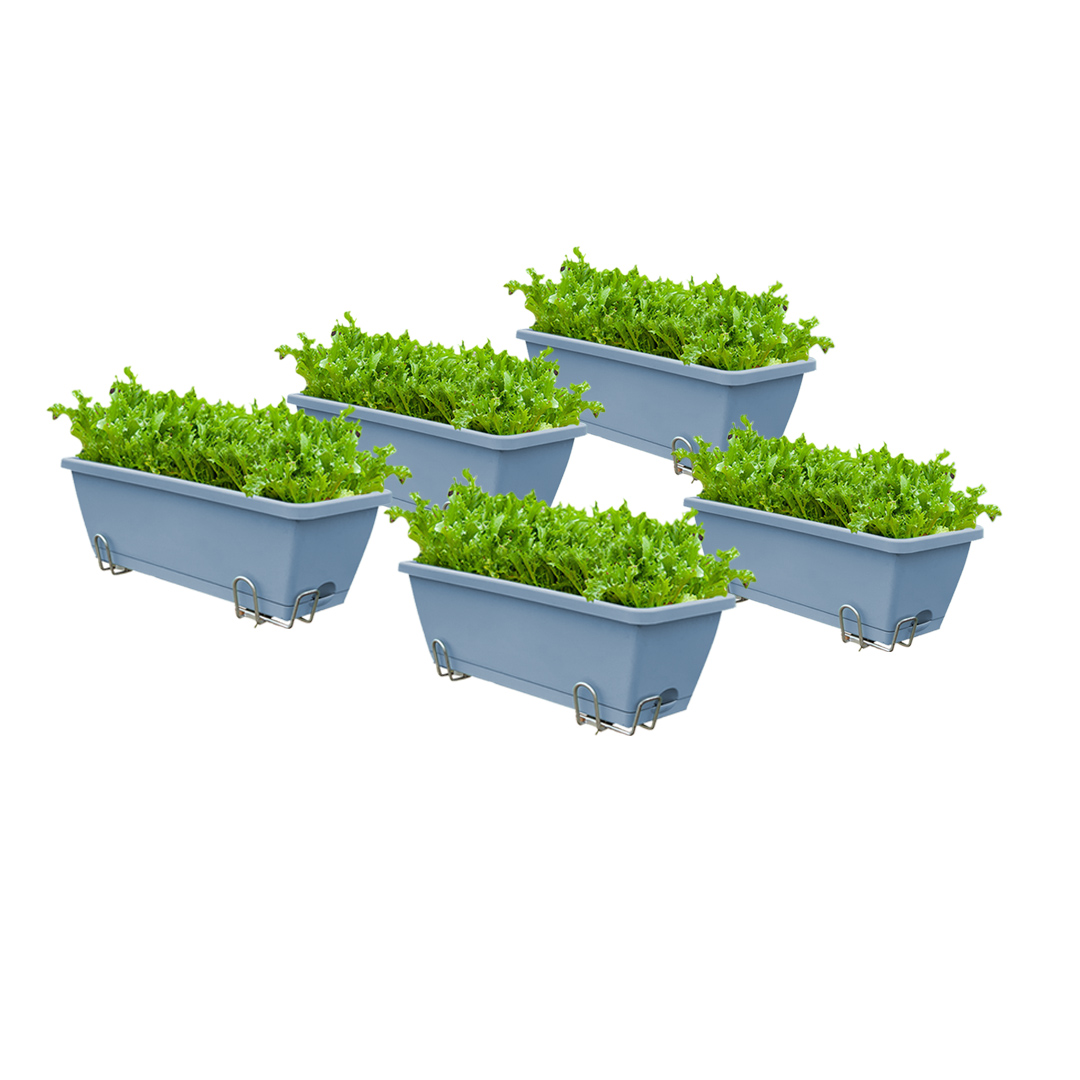 Soga 49.5Cm Blue Rectangular Planter Vegetable Herb Flower Outdoor Plastic Box With Holder Balcony Garden Decor Set Of 5, Garden, Tools &Amp; Hardware, Gardening &Amp; Lawn Care, Pots, Planters &Amp; Container Accessories, , ,  - Nz Depot 1