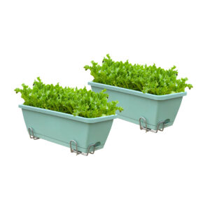 SOGA 49.5cm Green Rectangular Planter Vegetable Herb Flower Outdoor Plastic Box with Holder Balcony Garden Decor Set of 2, Garden, Tools & Hardware, Gardening & Lawn Care, Pots, Planters & Container Accessories, , ,  - NZ DEPOT 1