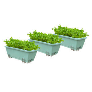 SOGA 49.5cm Green Rectangular Planter Vegetable Herb Flower Outdoor Plastic Box with Holder Balcony Garden Decor Set of 3, Garden, Tools & Hardware, Gardening & Lawn Care, Pots, Planters & Container Accessories, , ,  - NZ DEPOT 1