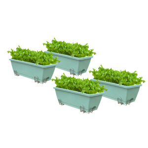 SOGA 49.5cm Green Rectangular Planter Vegetable Herb Flower Outdoor Plastic Box with Holder Balcony Garden Decor Set of 4, Garden, Tools & Hardware, Gardening & Lawn Care, Pots, Planters & Container Accessories, , ,  - NZ DEPOT 1