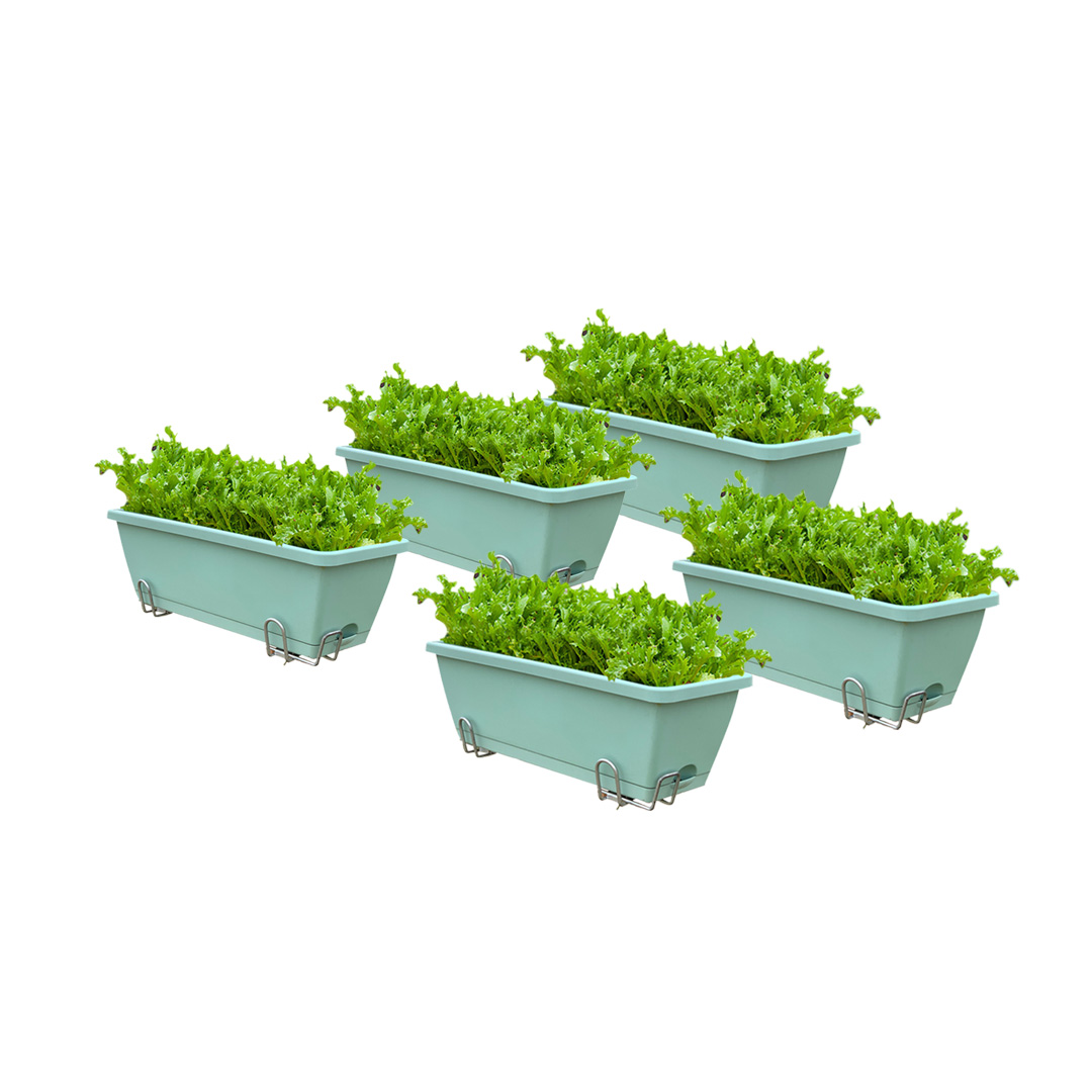 Soga 49.5Cm Green Rectangular Planter Vegetable Herb Flower Outdoor Plastic Box With Holder Balcony Garden Decor Set Of 5, Garden, Tools &Amp; Hardware, Gardening &Amp; Lawn Care, Pots, Planters &Amp; Container Accessories, , ,  - Nz Depot 1