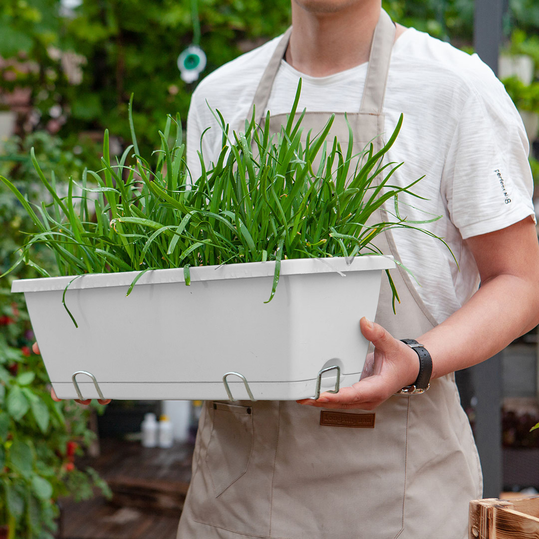 Soga 49.5Cm Gray Rectangular Planter Vegetable Herb Flower Outdoor Plastic Box With Holder Balcony Garden Decor Set Of 2, Garden, Tools &Amp; Hardware, Gardening &Amp; Lawn Care, Pots, Planters &Amp; Container Accessories, , ,  - Nz Depot 4