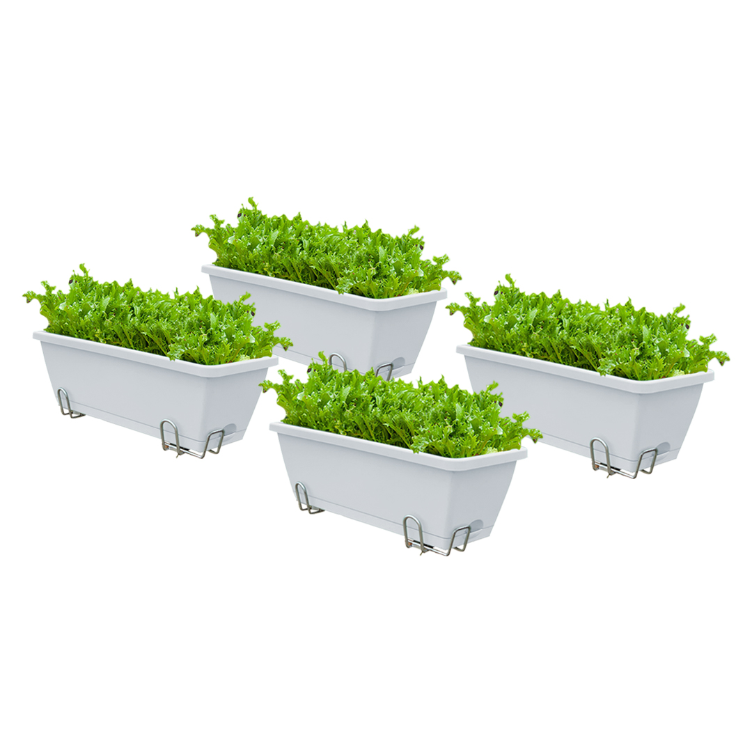 Soga 49.5Cm Gray Rectangular Planter Vegetable Herb Flower Outdoor Plastic Box With Holder Balcony Garden Decor Set Of 4, Garden, Tools &Amp; Hardware, Gardening &Amp; Lawn Care, Pots, Planters &Amp; Container Accessories, , ,  - Nz Depot 1