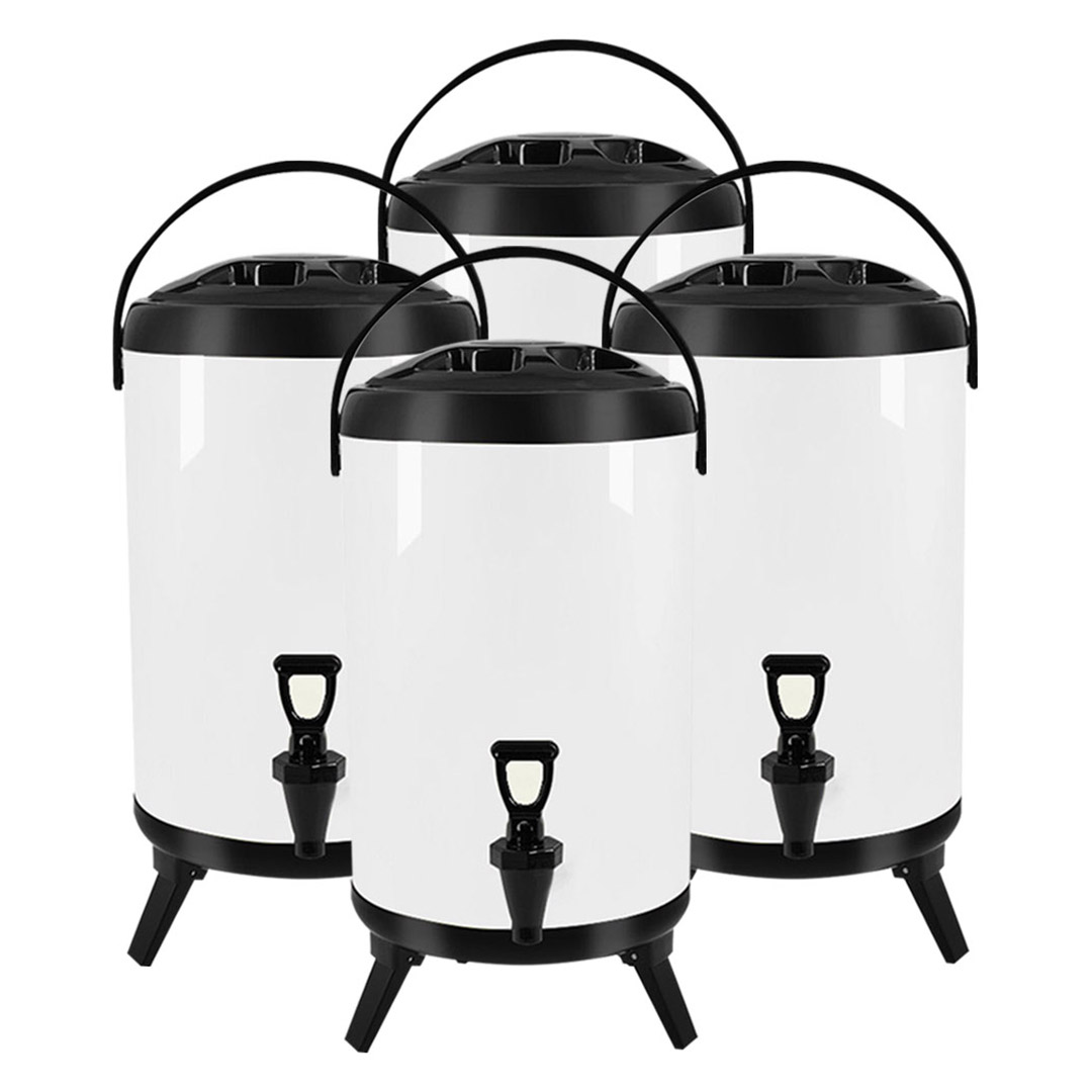 Soga 4X 10L Stainless Steel Insulated Milk Tea Barrel Hot And Cold Beverage Dispenser Container With Faucet White, Home &Amp; Living, Kitchen &Amp; Dining, Barware, Spirit Dispensers, ,  - Nz Depot 1