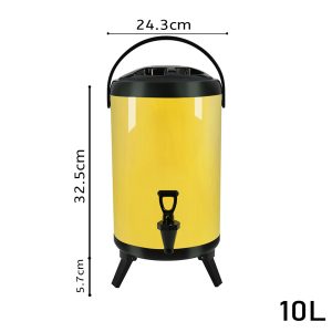 SOGA 4X 10L Stainless Steel Insulated Milk Tea Barrel Hot and Cold Beverage Dispenser Container with Faucet Yellow, Home & Living, Kitchen & Dining, Barware, Spirit Dispensers, ,  - NZ DEPOT 2