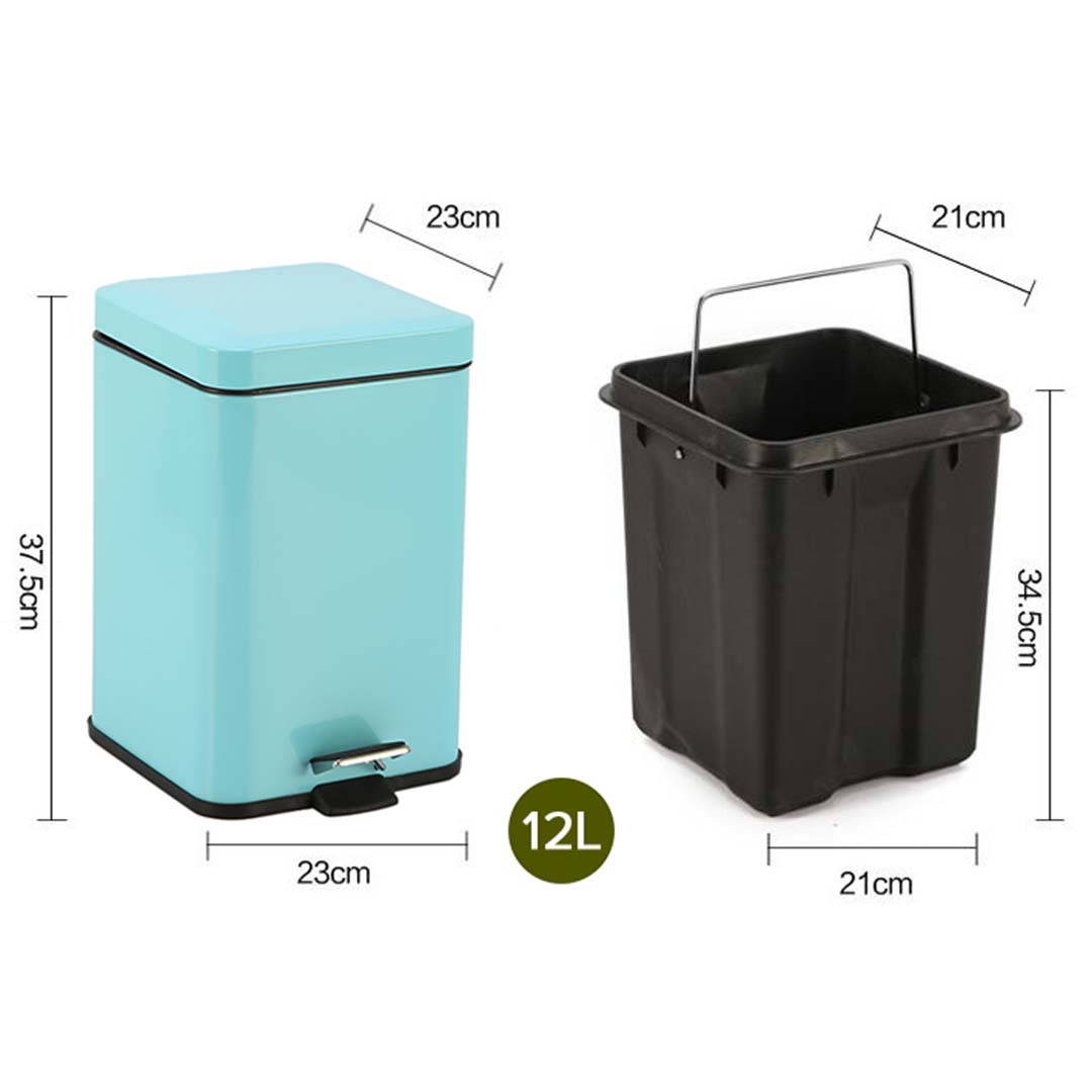 Soga 4X 12L Foot Pedal Stainless Steel Rubbish Recycling Garbage Waste Trash Bin Square Blue, Home &Amp; Living, Kitchen &Amp; Dining, Kitchen Storage, Kitchen Bins,  - Nz Depot 2