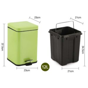 SOGA 4X 12L Foot Pedal Stainless Steel Rubbish Recycling Garbage Waste Trash Bin Square Green, Home & Living, Kitchen & Dining, Kitchen Storage, Kitchen Bins, ,  - NZ DEPOT 2