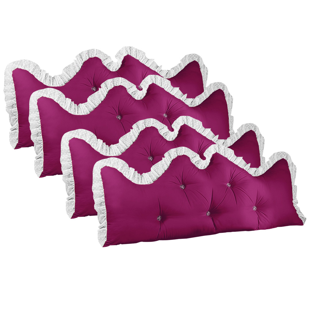 Soga 4X 150Cm Burgundy Princess Bed Pillow Headboard Backrest Bedside Tatami Sofa Cushion With Ruffle Lace Home Decor, Furniture, Living Room Furniture, Occasional Chairs, , ,  - Nz Depot 1