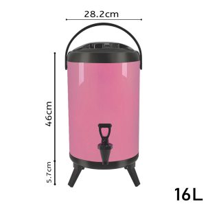 SOGA 4X 16L Stainless Steel Insulated Milk Tea Barrel Hot and Cold Beverage Dispenser Container with Faucet Pink, Home & Living, Kitchen & Dining, Barware, Spirit Dispensers, ,  - NZ DEPOT 2