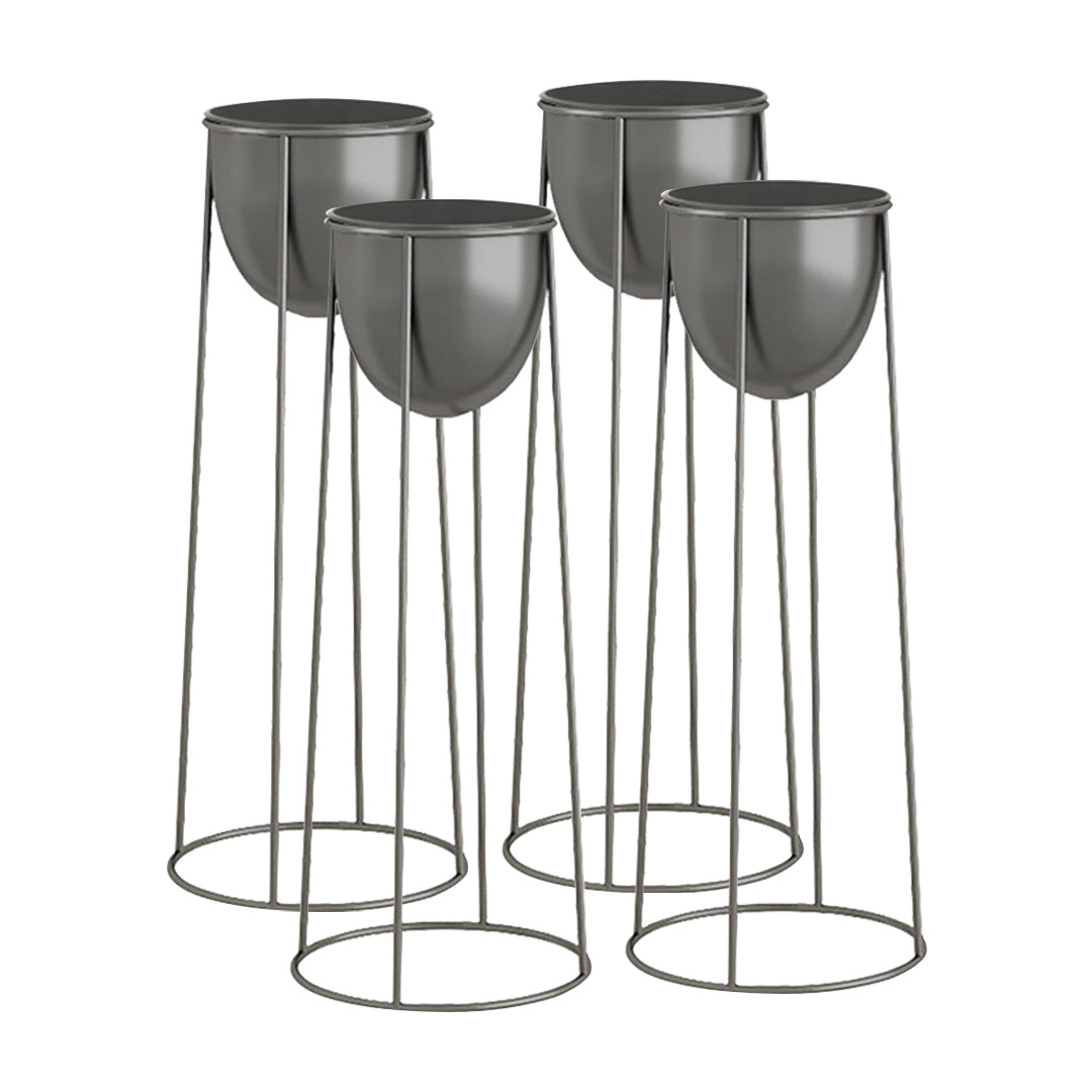 Soga 4X 50Cm Round Wire Metal Flower Pot Stand With Black Flowerpot Holder Rack Display, Home &Amp; Living, Home Decor, Indoor Pots, Planters And Plant Stands, , ,  - Nz Depot 1