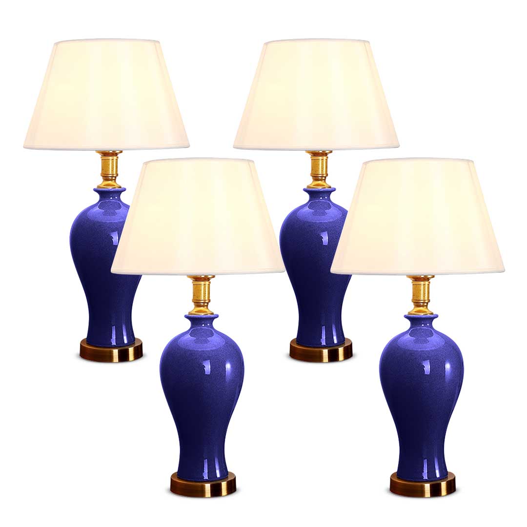 Soga 4X Blue Ceramic Oval Table Lamp With Gold Metal Base, Home &Amp; Living, Lighting, Indoor Lights, Lamps, Table Lamps,  - Nz Depot 1