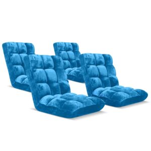 SOGA 4X Floor Recliner Folding Lounge Sofa Futon Couch Folding Chair Cushion Blue, Furniture, Living Room Furniture, Occasional Chairs, ,  - NZ DEPOT 1