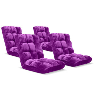 SOGA 4X Floor Recliner Folding Lounge Sofa Futon Couch Folding Chair Cushion Purple, Furniture, Living Room Furniture, Occasional Chairs, , ,  - NZ DEPOT 1