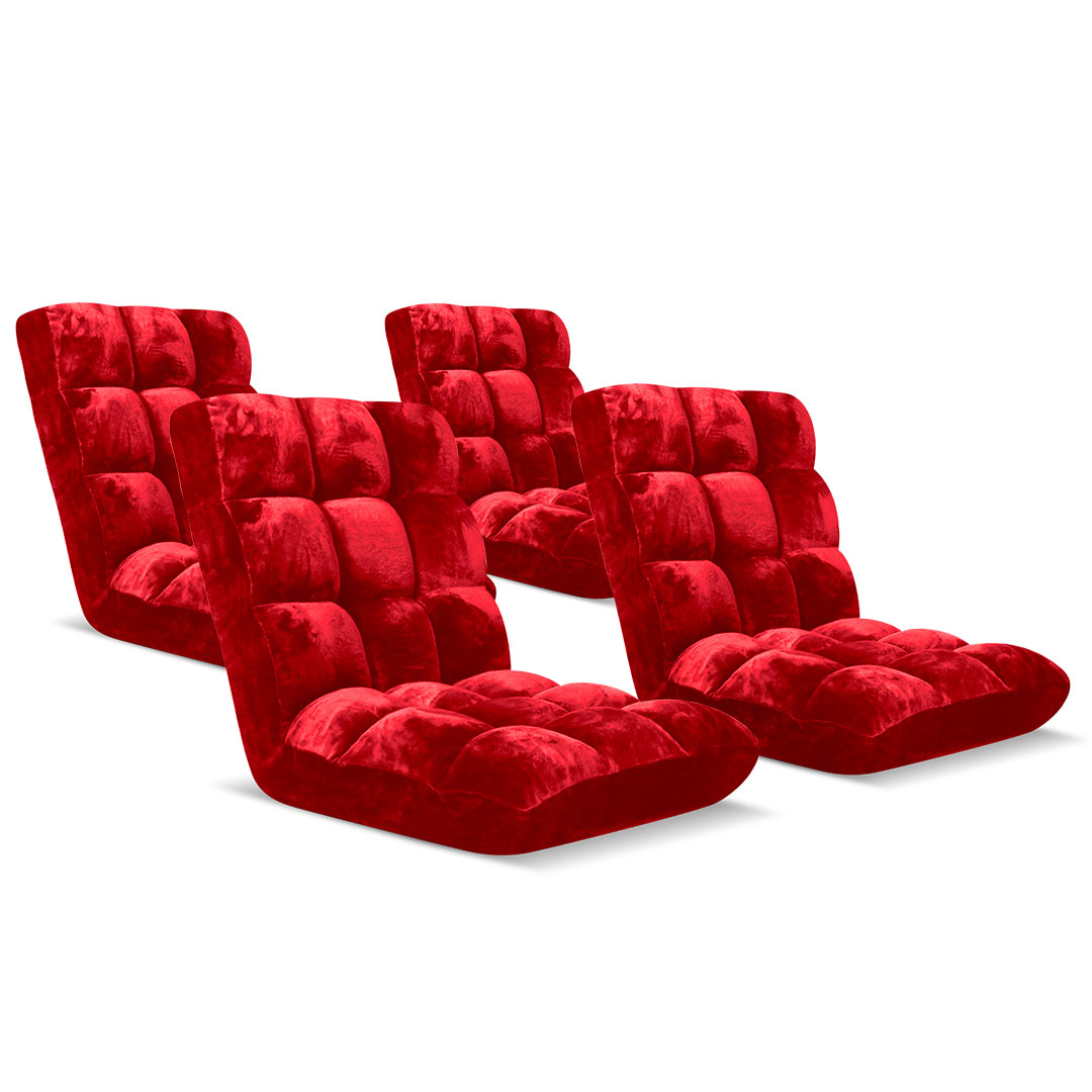 Soga 4X Floor Recliner Folding Lounge Sofa Futon Couch Folding Chair Cushion Red, Furniture, Living Room Furniture, Occasional Chairs, , ,  - Nz Depot 1