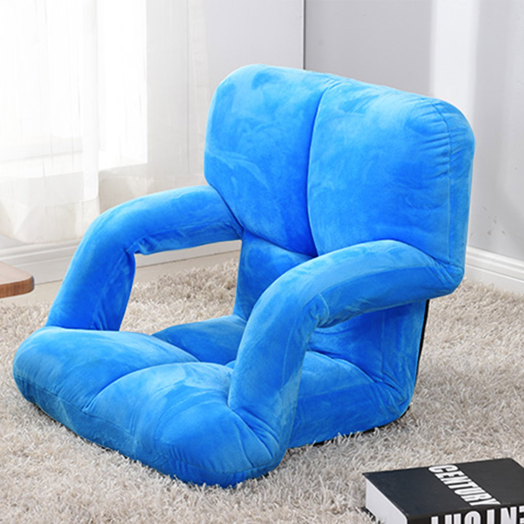 Soga 4X Foldable Lounge Cushion Adjustable Floor Lazy Recliner Chair With Armrest Blue, Furniture, Living Room Furniture, Occasional Chairs, , ,  - Nz Depot 3