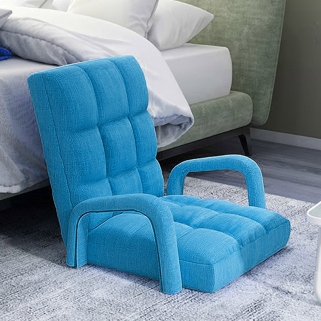 Soga 4X Foldable Lounge Cushion Adjustable Floor Lazy Recliner Chair With Armrest Blue, Furniture, Living Room Furniture, Occasional Chairs, , ,  - Nz Depot 5