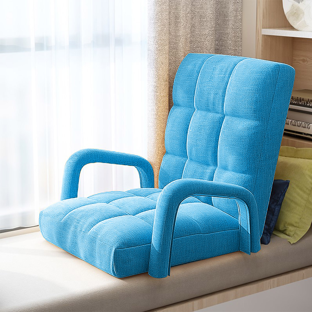 Soga 4X Foldable Lounge Cushion Adjustable Floor Lazy Recliner Chair With Armrest Blue, Furniture, Living Room Furniture, Occasional Chairs, , ,  - Nz Depot 6