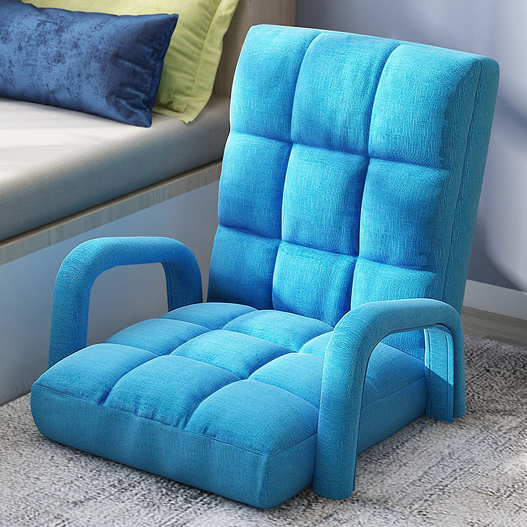 Soga 4X Foldable Lounge Cushion Adjustable Floor Lazy Recliner Chair With Armrest Blue, Furniture, Living Room Furniture, Occasional Chairs, , ,  - Nz Depot 7