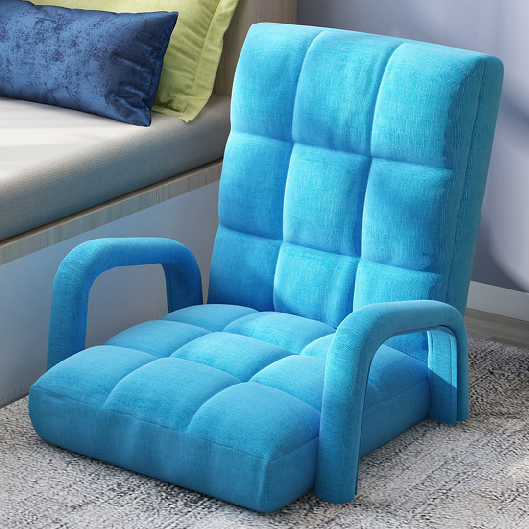 Soga 4X Foldable Lounge Cushion Adjustable Floor Lazy Recliner Chair With Armrest Blue, Furniture, Living Room Furniture, Occasional Chairs, , ,  - Nz Depot 8