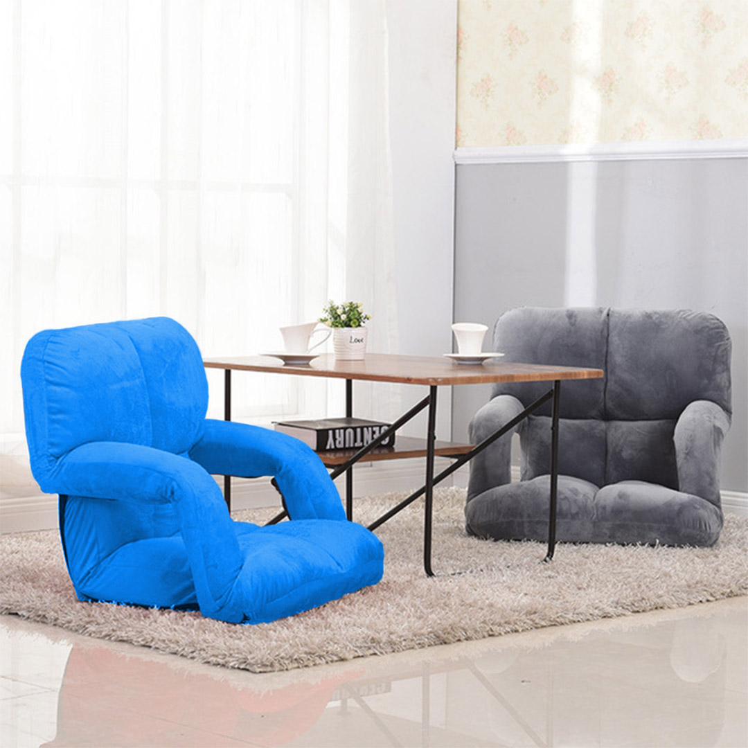 Soga 4X Foldable Lounge Cushion Adjustable Floor Lazy Recliner Chair With Armrest Blue, Furniture, Living Room Furniture, Occasional Chairs, , ,  - Nz Depot 9