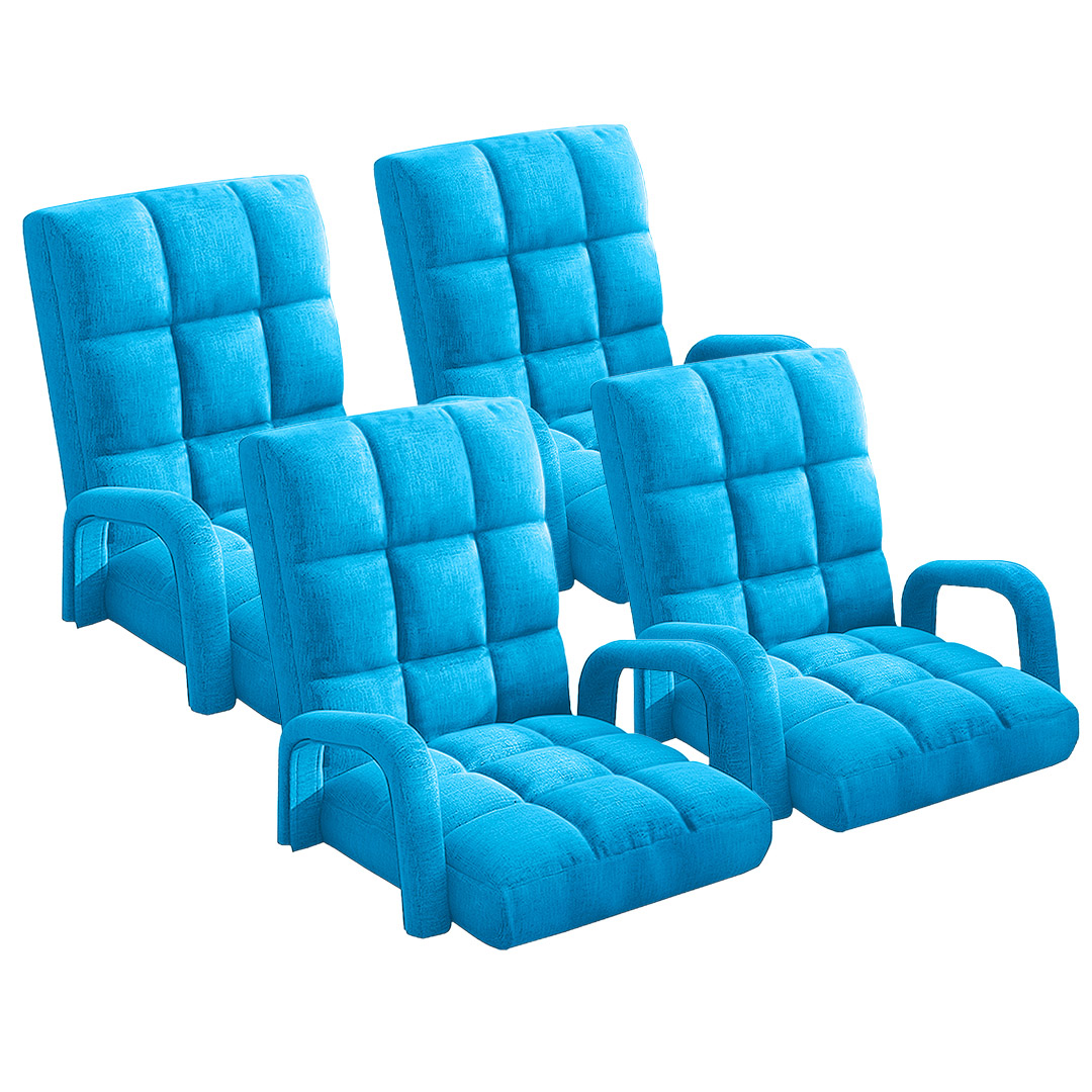 Soga 4X Foldable Lounge Cushion Adjustable Floor Lazy Recliner Chair With Armrest Blue, Furniture, Living Room Furniture, Occasional Chairs, , ,  - Nz Depot 1