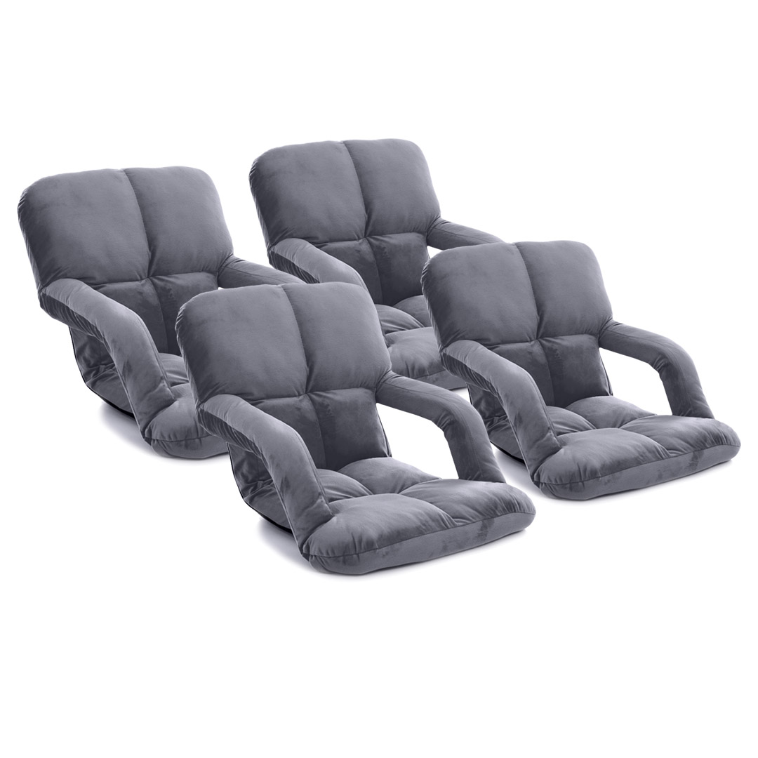 Soga 4X Foldable Lounge Cushion Adjustable Floor Lazy Recliner Chair With Armrest Grey, Furniture, Living Room Furniture, Occasional Chairs, , ,  - Nz Depot 1