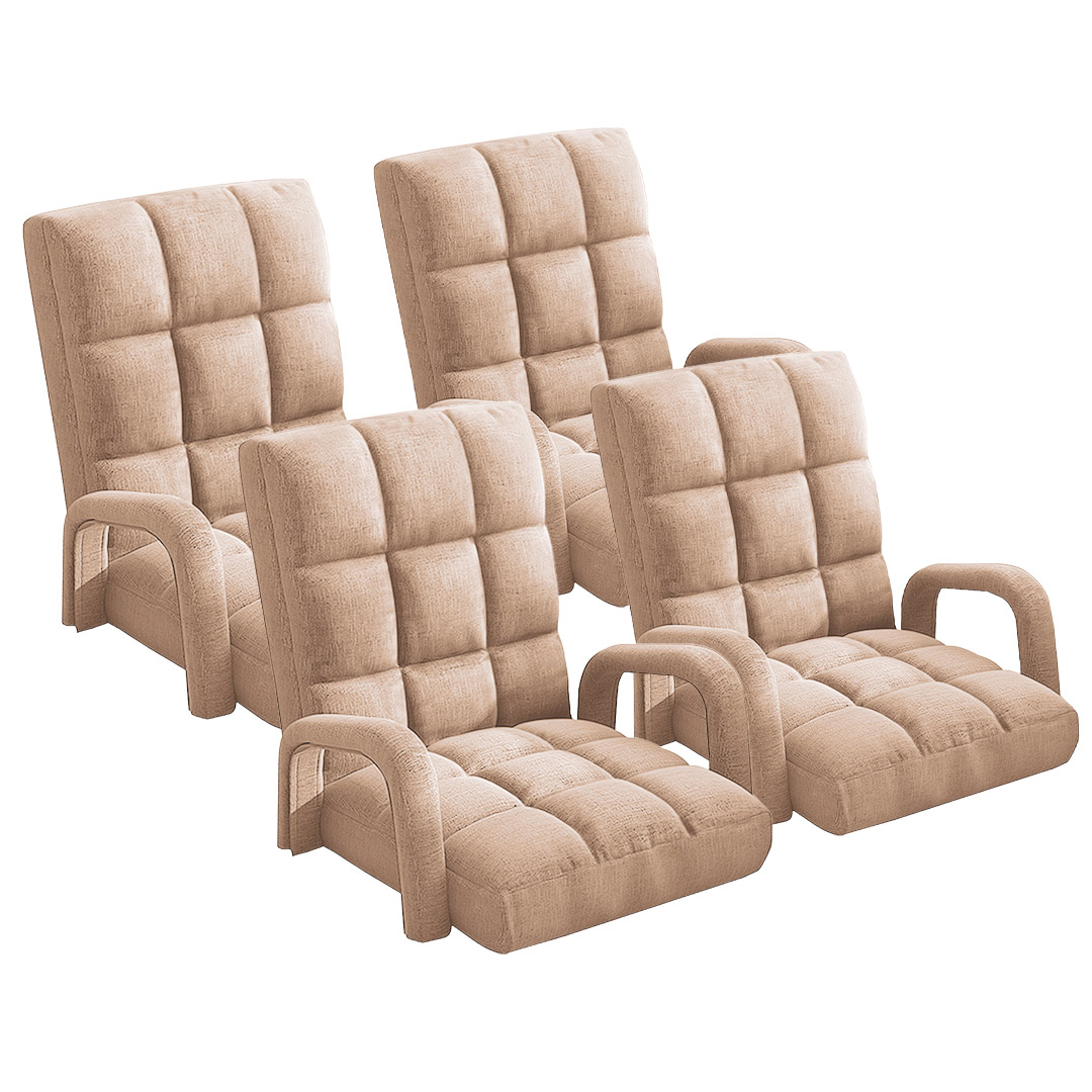 Soga 4X Foldable Lounge Cushion Adjustable Floor Lazy Recliner Chair With Armrest Khaki, Furniture, Living Room Furniture, Occasional Chairs, , ,  - Nz Depot 1