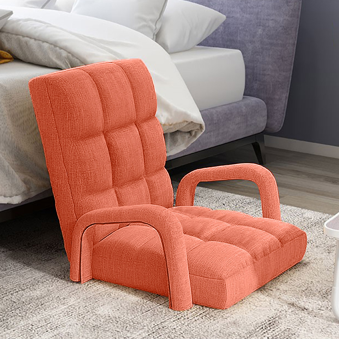 Soga 4X Foldable Lounge Cushion Adjustable Floor Lazy Recliner Chair With Armrest Orange, Furniture, Living Room Furniture, Occasional Chairs, , ,  - Nz Depot 5