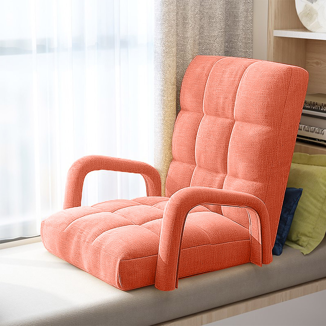 Soga 4X Foldable Lounge Cushion Adjustable Floor Lazy Recliner Chair With Armrest Orange, Furniture, Living Room Furniture, Occasional Chairs, , ,  - Nz Depot 6