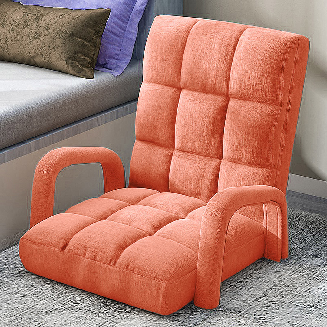 Soga 4X Foldable Lounge Cushion Adjustable Floor Lazy Recliner Chair With Armrest Orange, Furniture, Living Room Furniture, Occasional Chairs, , ,  - Nz Depot 7