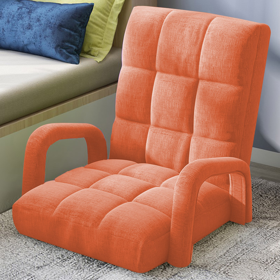 Soga 4X Foldable Lounge Cushion Adjustable Floor Lazy Recliner Chair With Armrest Orange, Furniture, Living Room Furniture, Occasional Chairs, , ,  - Nz Depot 8