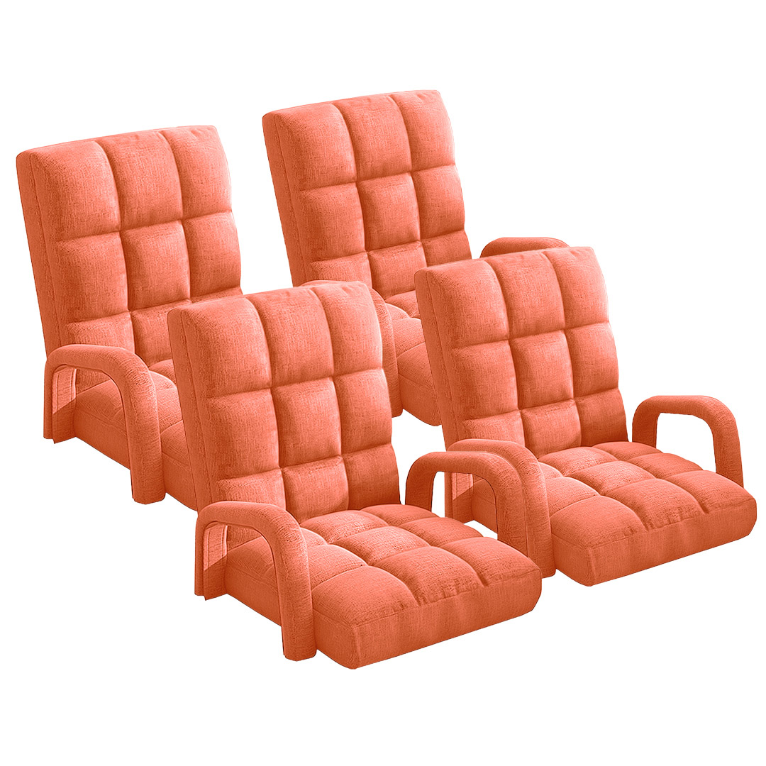 Soga 4X Foldable Lounge Cushion Adjustable Floor Lazy Recliner Chair With Armrest Orange, Furniture, Living Room Furniture, Occasional Chairs, , ,  - Nz Depot 1