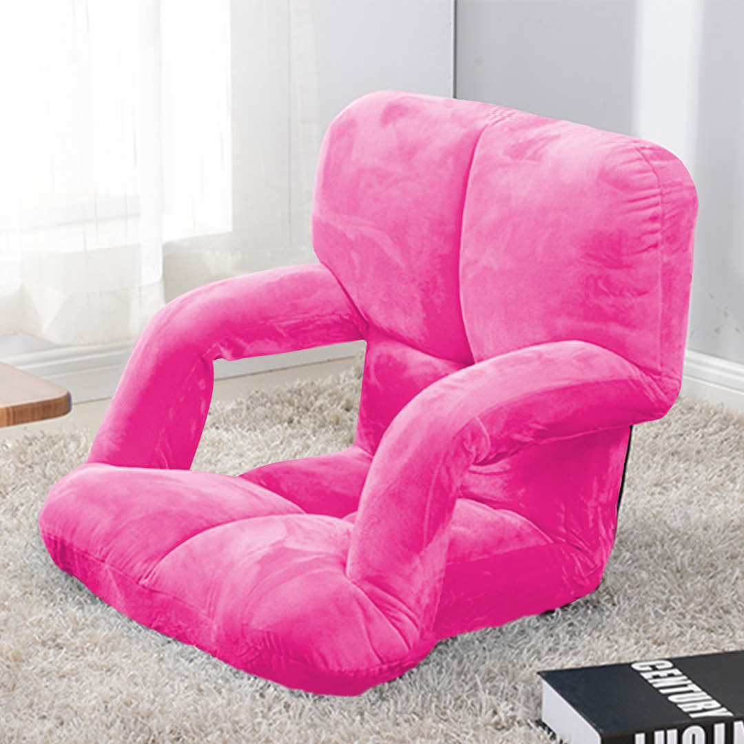 Soga 4X Foldable Lounge Cushion Adjustable Floor Lazy Recliner Chair With Armrest Pink, Furniture, Living Room Furniture, Occasional Chairs, , ,  - Nz Depot 3