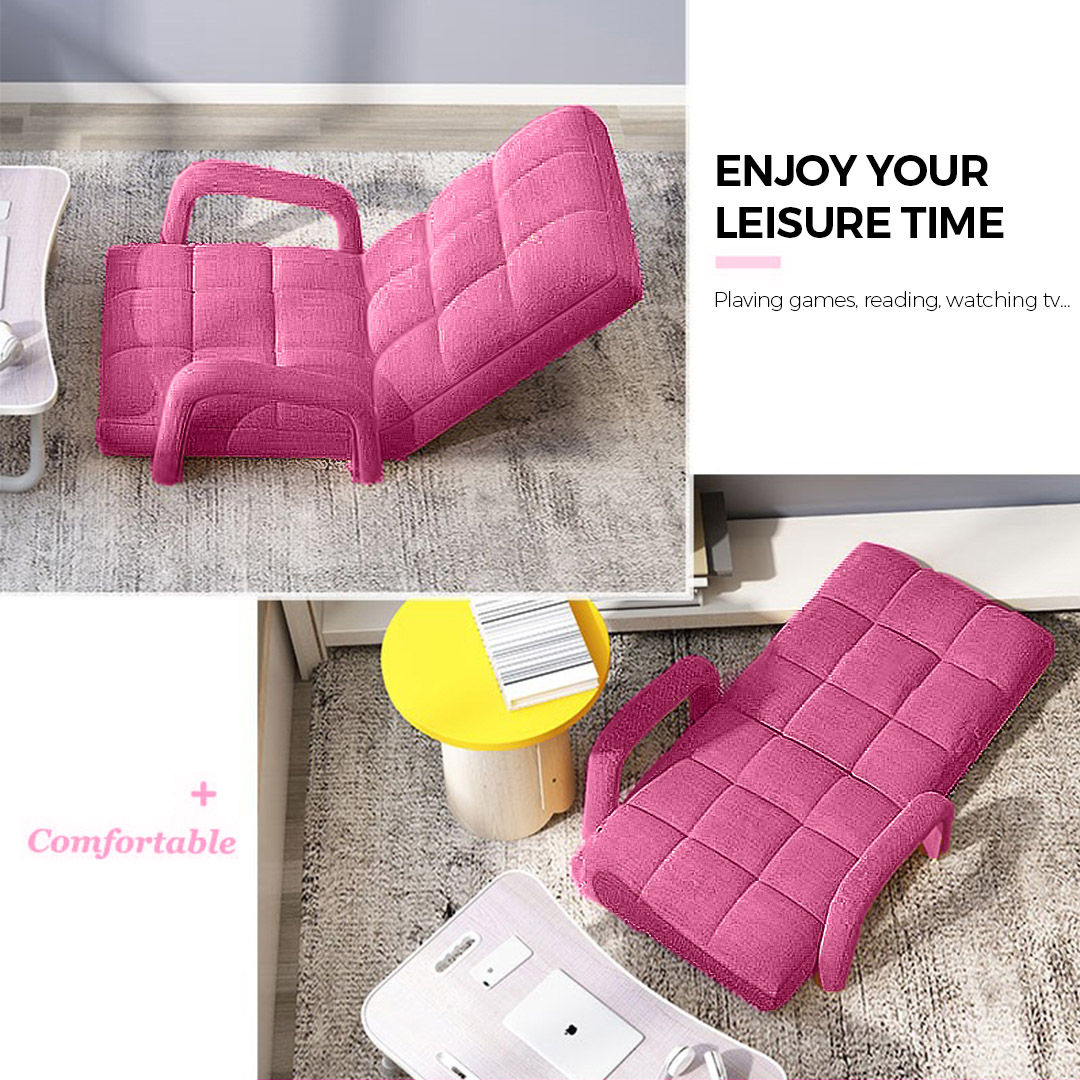 Soga 4X Foldable Lounge Cushion Adjustable Floor Lazy Recliner Chair With Armrest Pink, Furniture, Living Room Furniture, Occasional Chairs, , ,  - Nz Depot 4