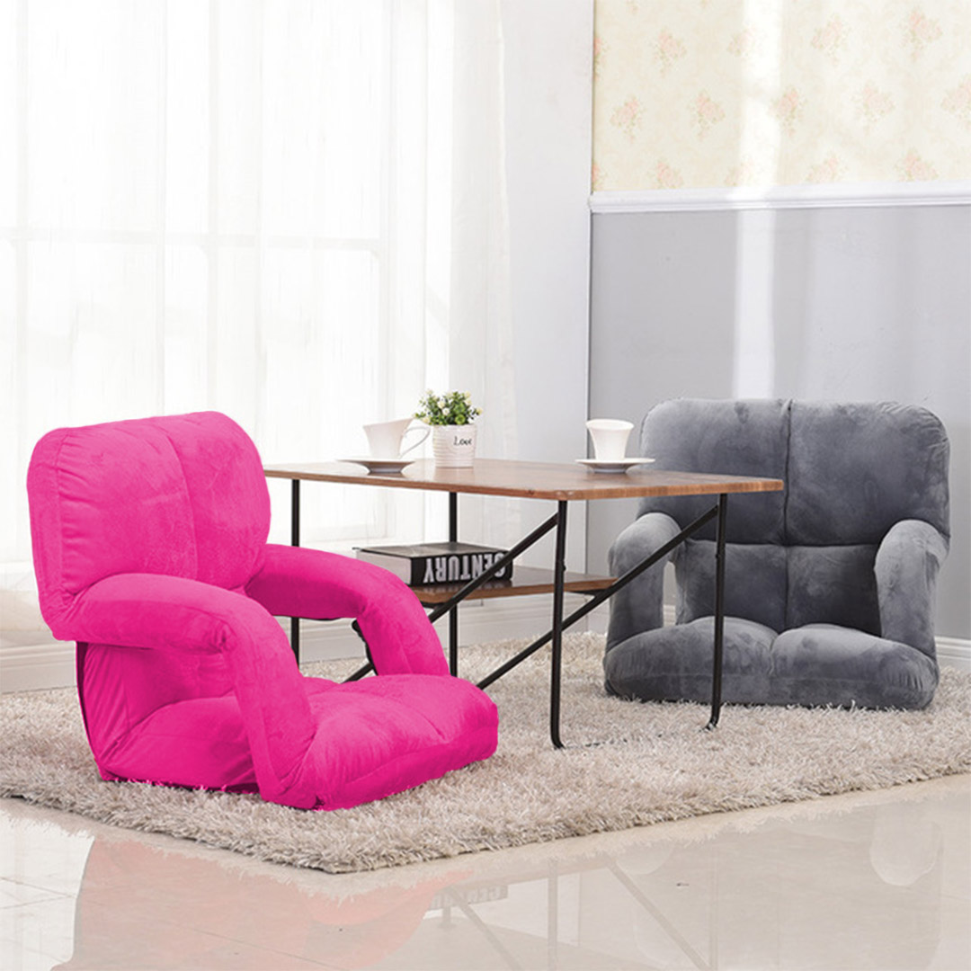 Soga 4X Foldable Lounge Cushion Adjustable Floor Lazy Recliner Chair With Armrest Pink, Furniture, Living Room Furniture, Occasional Chairs, , ,  - Nz Depot 9