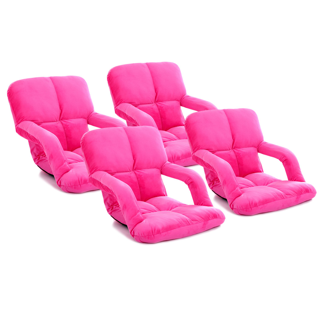 Soga 4X Foldable Lounge Cushion Adjustable Floor Lazy Recliner Chair With Armrest Pink, Furniture, Living Room Furniture, Occasional Chairs, , ,  - Nz Depot 1