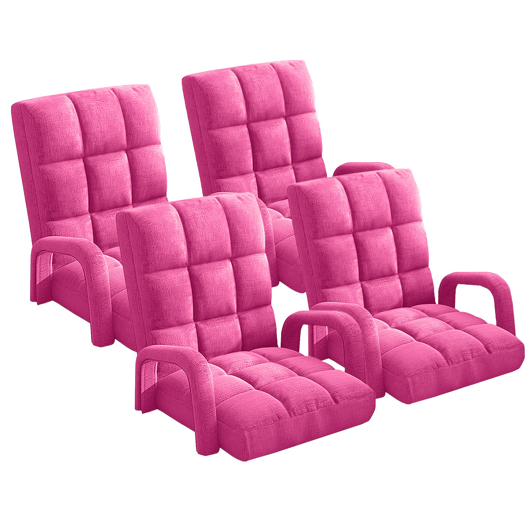 Soga 4X Foldable Lounge Cushion Adjustable Floor Lazy Recliner Chair With Armrest Pink, Furniture, Living Room Furniture, Occasional Chairs, , ,  - Nz Depot 1