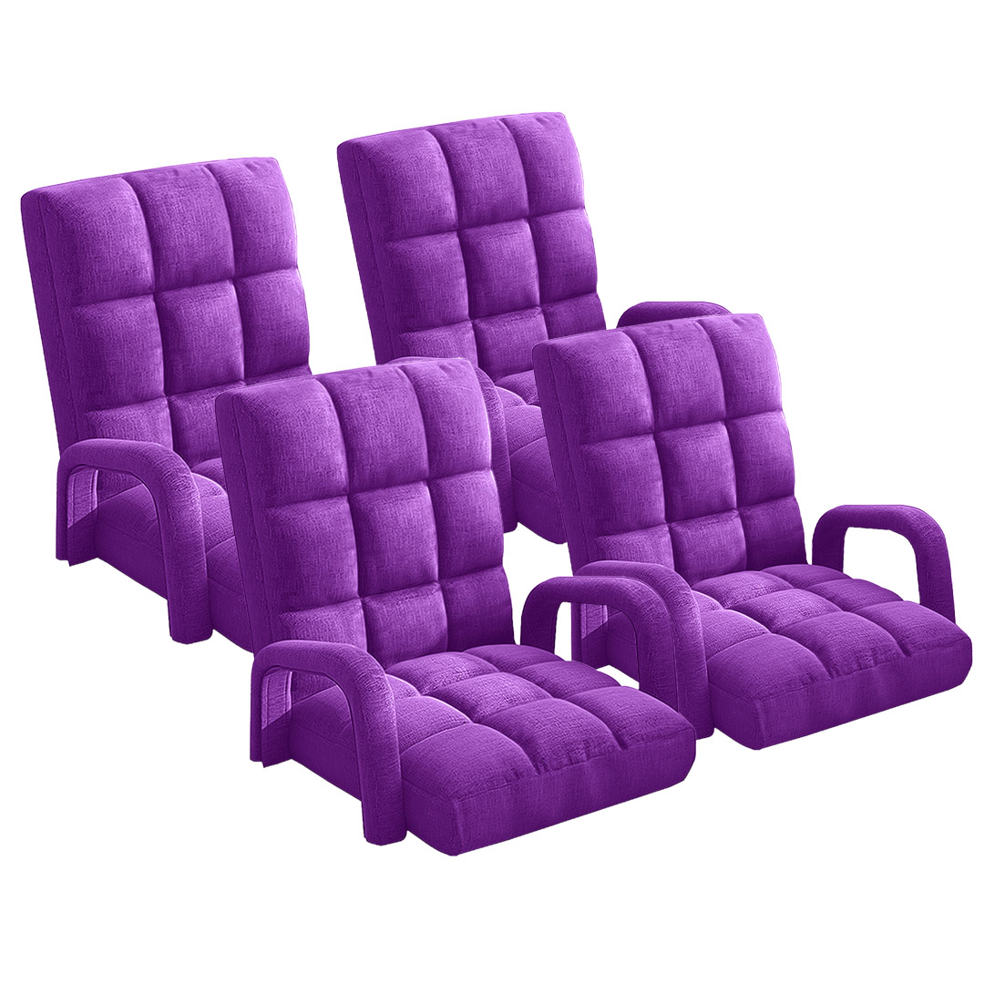 Soga 4X Foldable Lounge Cushion Adjustable Floor Lazy Recliner Chair With Armrest Purple, Furniture, Living Room Furniture, Occasional Chairs, , ,  - Nz Depot 1