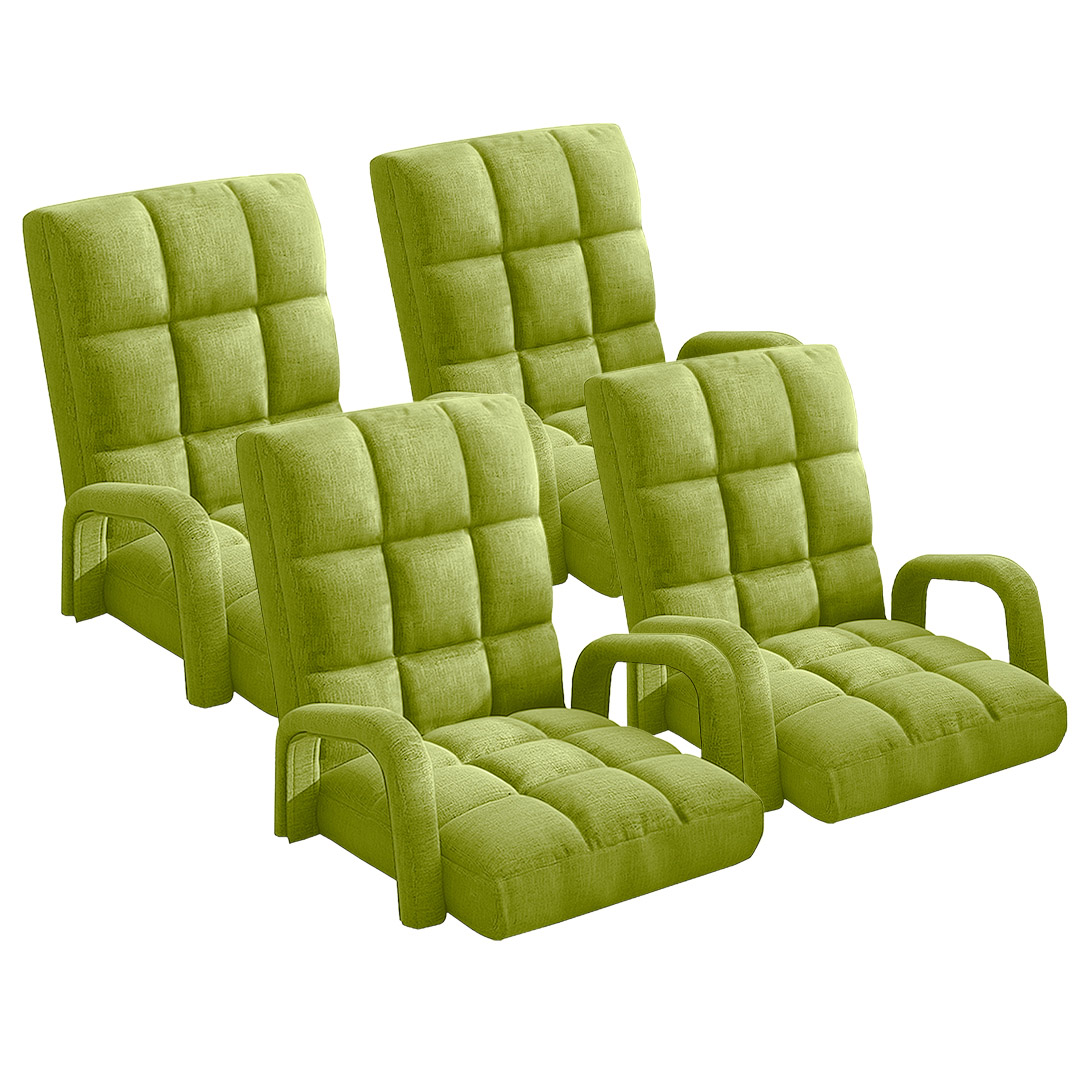 Soga 4X Foldable Lounge Cushion Adjustable Floor Lazy Recliner Chair With Armrest Yellow Green, Furniture, Living Room Furniture, Occasional Chairs, , ,  - Nz Depot 1